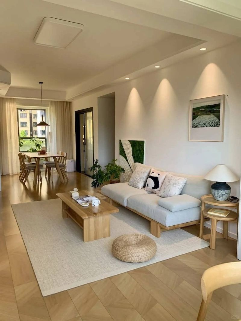 Không gian phòng khách hiện đại tuy tối giản nhưng vẫn thể hiện được sang trọng, thoáng đãng và đầy tính kết nối