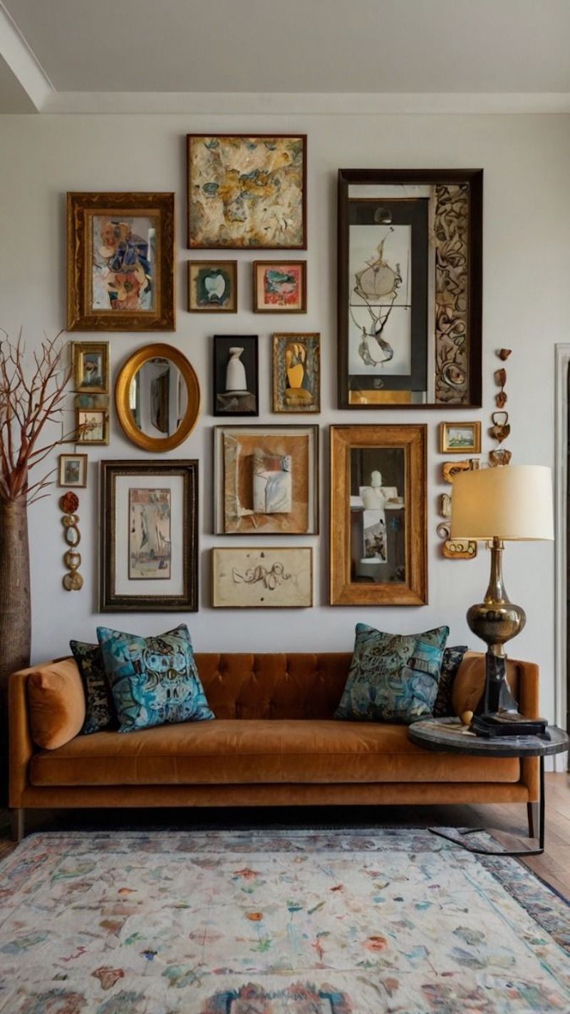 Thiết kế nội thất phòng khách Vintage cổ điển tạo điểm nhấn trung tâm bằng sofa hoặc bàn trà chạm khắc để hút mắt người nhìn