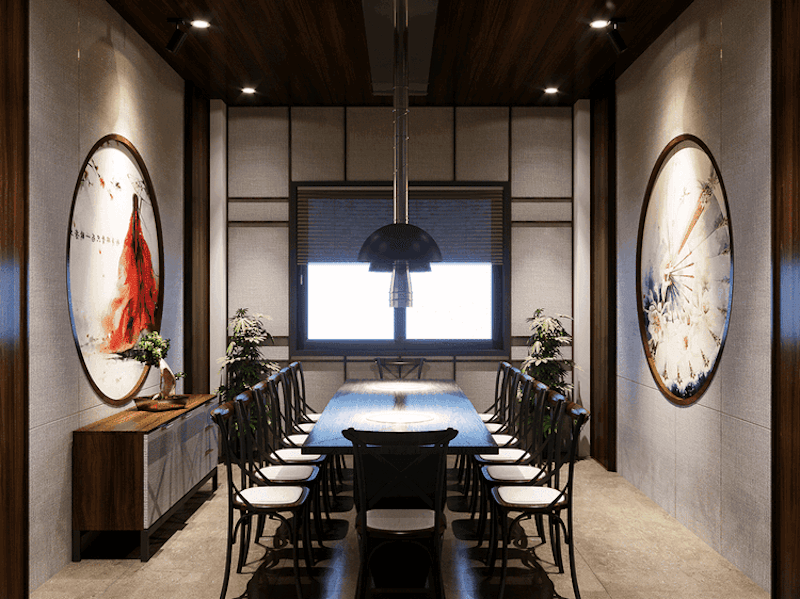  Khi thiết kế phòng VIP nhà hàng, cần chú ý sự riêng tư, cách âm tốt, phong cách đồng bộ với thương hiệu và bố trí tiện nghi cao cấp để nâng trải nghiệm của khách 