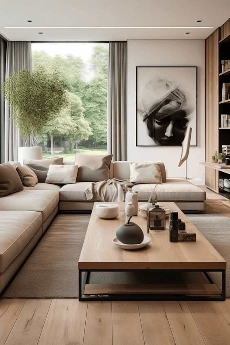 Trang trí nội thất hiện đại nhà ở, biệt thự bố trí kệ lưu trữ và tủ âm tường thông minh, giúp tối ưu diện tích và giữ không gian gọn gàng 