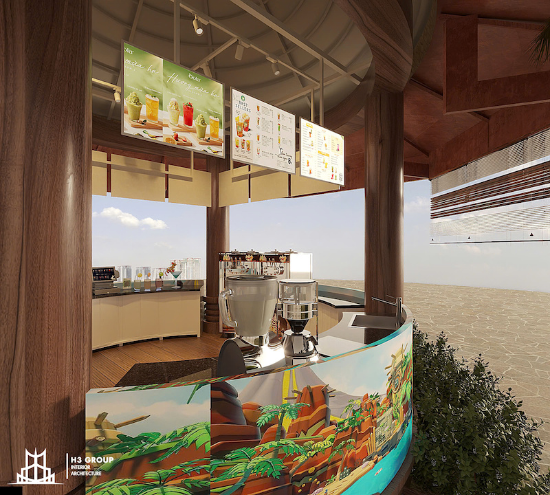 Diện tích hẹp nên mọi không gian trên cao cũng được tận dụng làm các thông tin menu, giúp khách hàng dễ dàng lựa chọn đồ uống