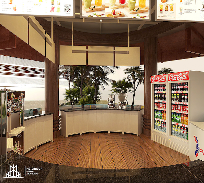 Diện tích quầy nhỏ nên mọi cm đều phải được thiết kế tận dung triệt để