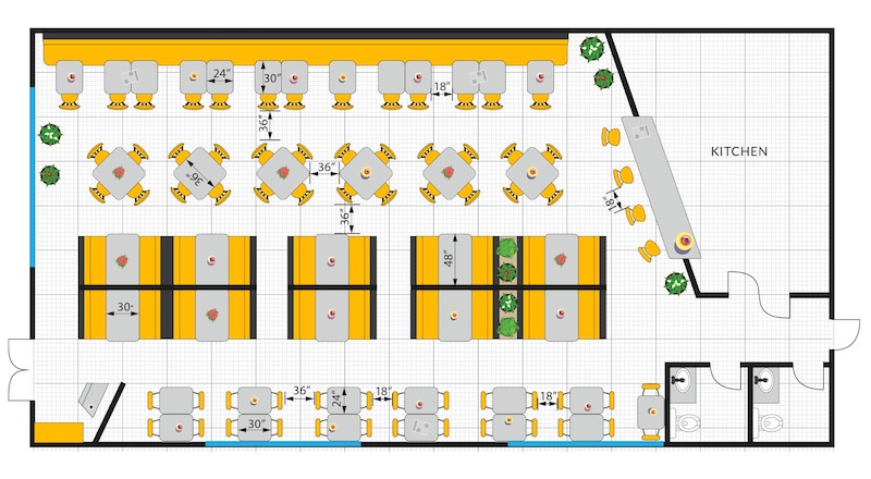 Áp dụng nguyên lý Functional Layout giúp tối ưu luồng di chuyển, tăng số bàn, giảm va chạm nhân viên-khách, nâng cao hiệu suất phục vụ và trải nghiệm khách hàng