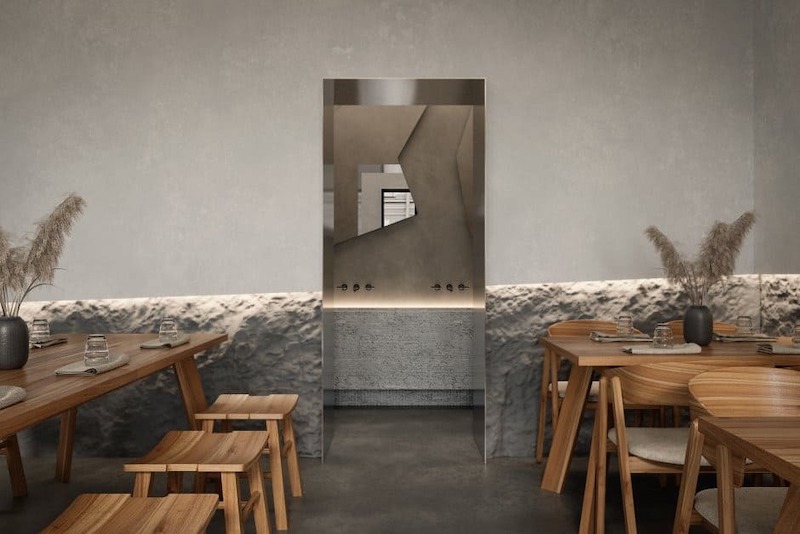 Bảng màu trung tính kết hợp ánh sáng vàng ấm giúp nhà hàng Wabi Sabi mang đến cảm giác bình yên, thư thái cho thực khách