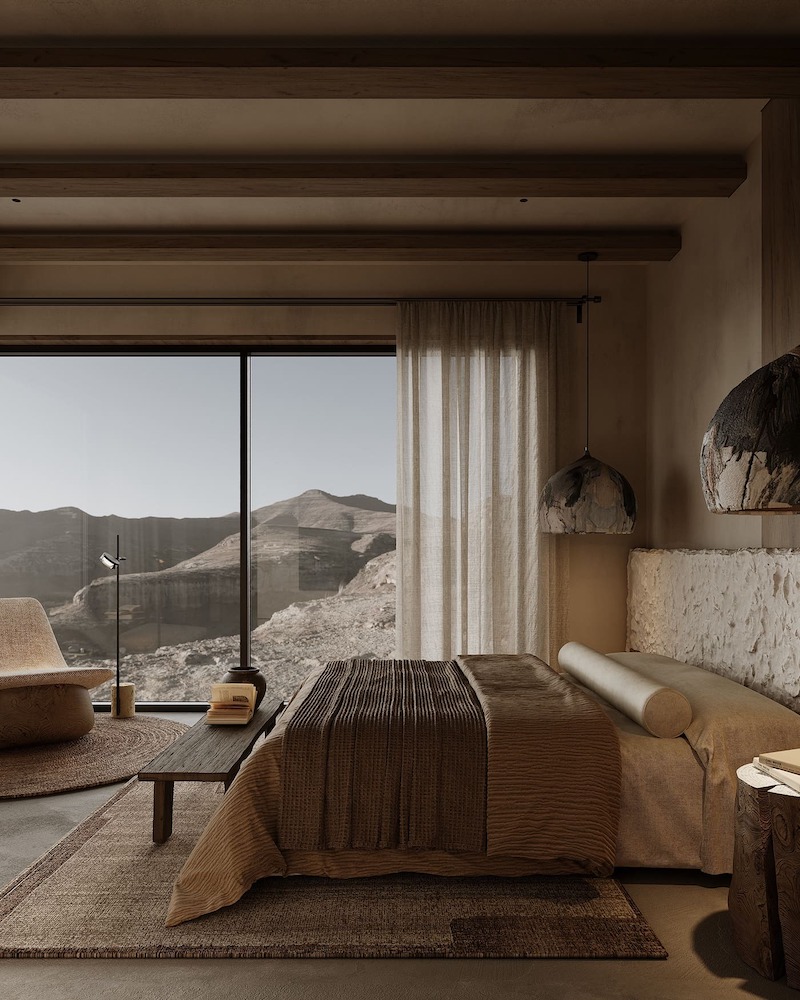 Bố cục trong khách sạn Wabi Sabi không đối xứng tuyệt đối, tạo cảm giác tự nhiên, sinh động và thoải mái cho khách hàng 