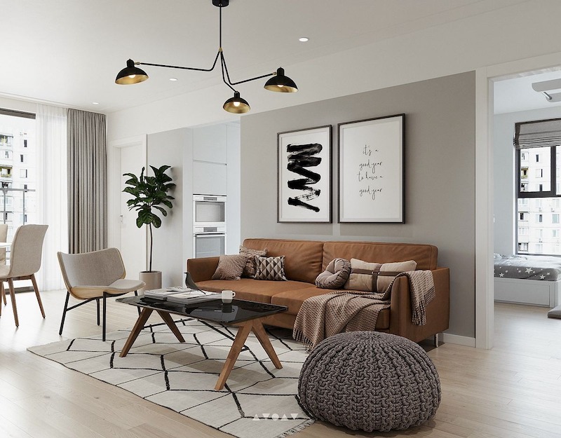Phong cách Bắc Âu trong căn hộ 70m2 mang đến cảm giác nhẹ nhàng, ấm cúng, cân bằng giữa thẩm mỹ, công năng và ánh sáng tự nhiên