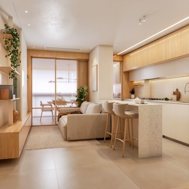 Việc bố trí phòng khách liền bếp không chỉ là xu hướng mà gần như là giải pháp bắt buộc để đảm bảo không gian sống thoải mái và dễ sử dụng lâu dài 