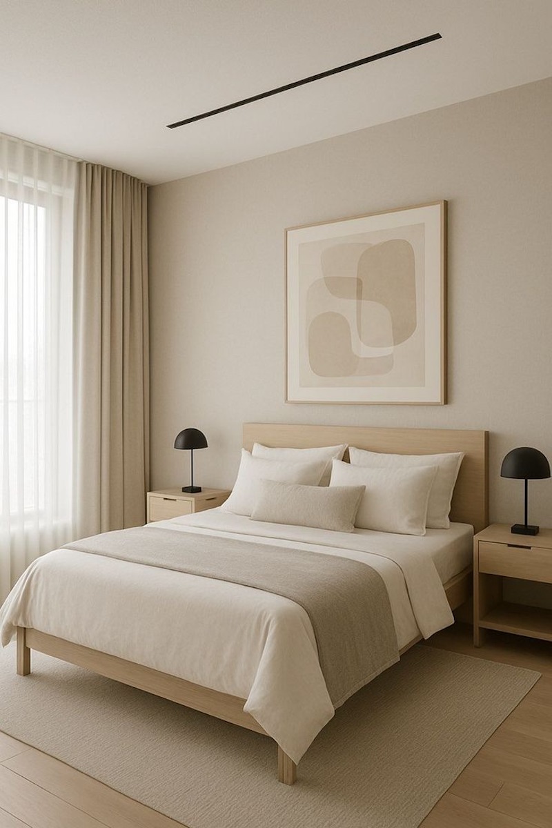 Nội thất phòng ngủ tối giản được lựa chọn theo tiêu chí đa năng, giảm số lượng nhưng tăng hiệu quả sử dụng 