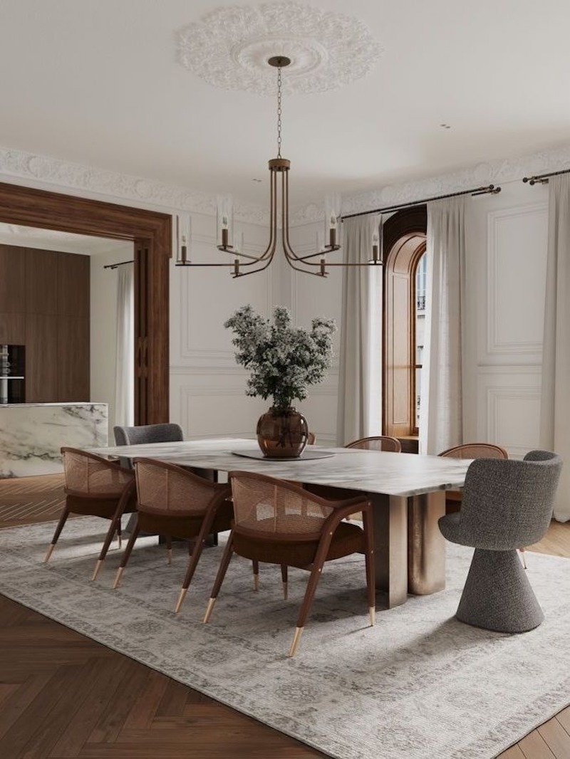 Bếp liền mạch phòng khách, kết hợp ánh sáng tự nhiên từ cửa sổ, giúp không gian rộng thoáng, thoải mái cho nấu nướng và sinh hoạt chung