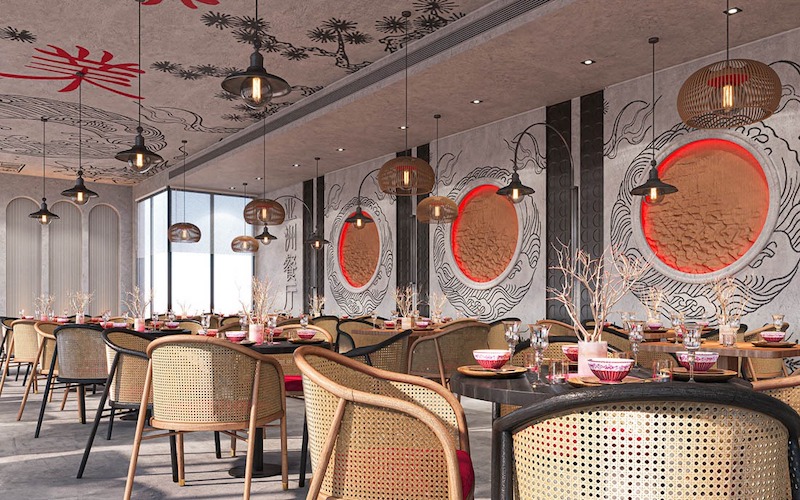 Nhà hàng phong cách Tân cổ điển Trung Hoa dung hòa giữa nét cổ điển sang trọng và sự tinh giản hiện đại, tạo không gian thanh lịch, cuốn hút 