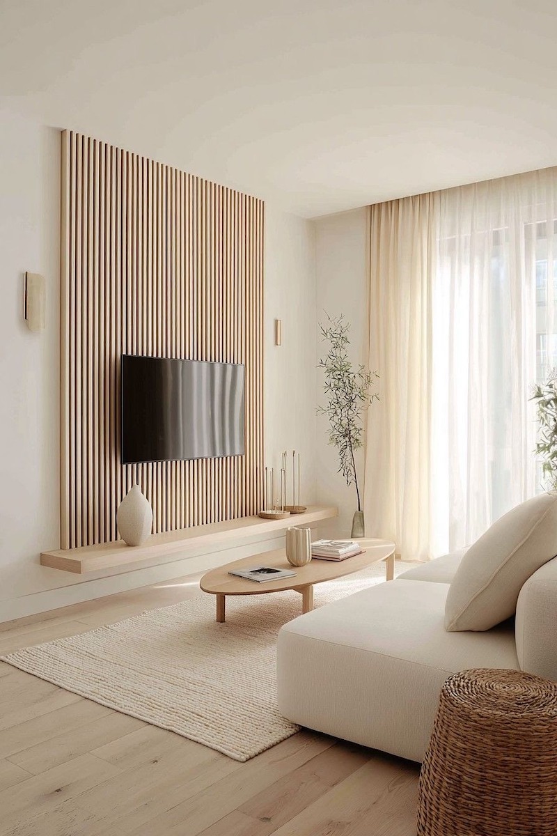 Thiết kế tối giản chú trọng trải nghiệm sử dụng hằng ngày hơn là hiệu ứng trang trí bắt mắt trong phòng khách nhỏ