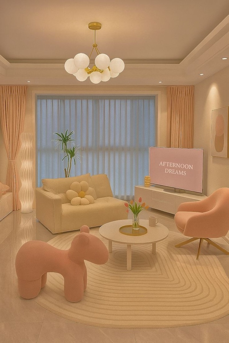 Color Block trong phòng khách nhỏ giúp tạo điểm nhấn thị giác rõ ràng mà không cần quá nhiều đồ decor phức tạp