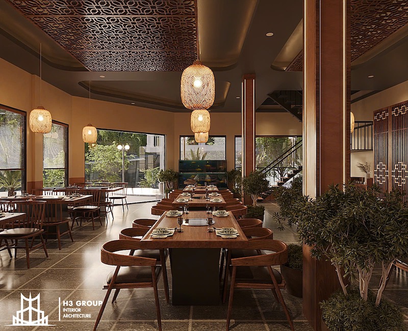 Một mẫu quán ăn tuyệt hảo cần ánh sáng hợp lý, bảng màu cân bằng, vật liệu bền dễ vệ sinh, bố cục khoa học và trải nghiệm khách hàng được tính toán ngay từ thiết kế 