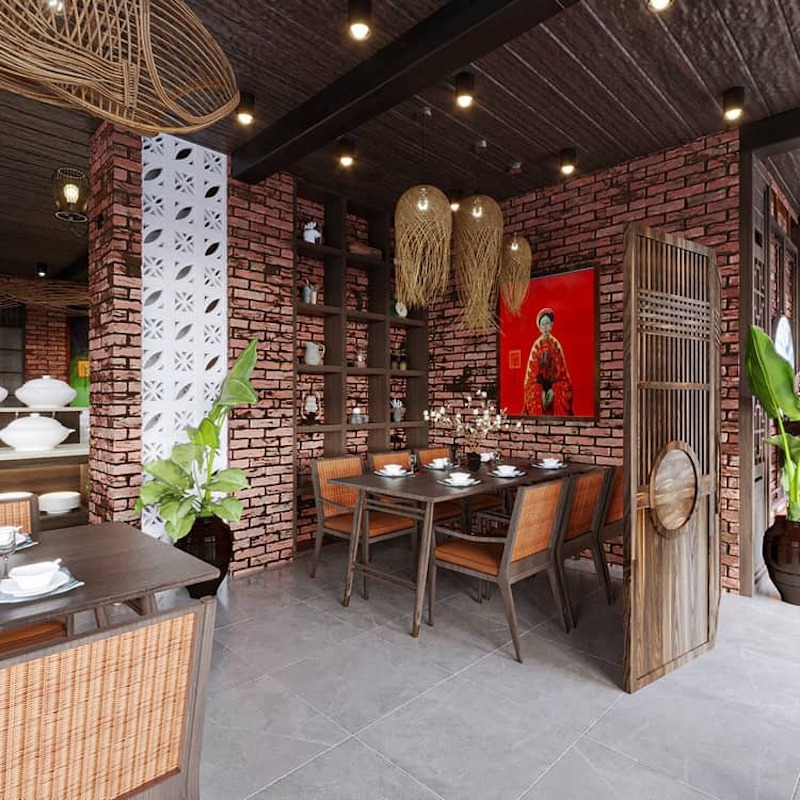 Trải nghiệm ăn uống trở nên thú vị và thân thuộc nhờ bố trí nội thất mềm mại, đồ trang trí thủ công và âm hưởng bình yên đồng quê 