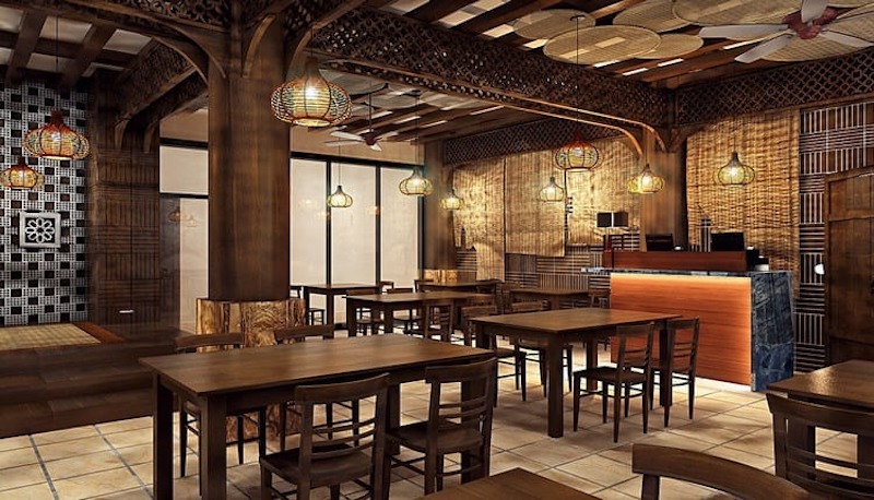 Bố trí bàn ghế đơn giản, tinh tế, giữ sự thông thoáng, giúp khách hàng dễ dàng di chuyển và tận hưởng không gian ăn uống 