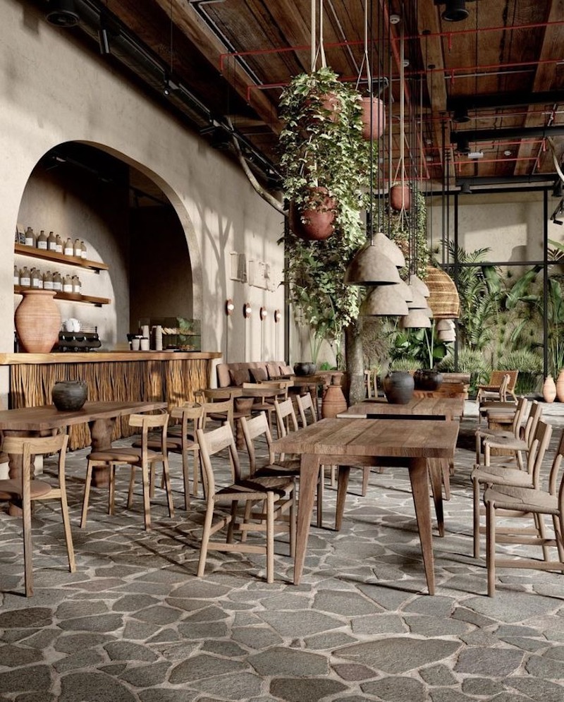 Trong phong cách Mộc, gỗ và đá được ưu tiên sử dụng để tạo không gian ấm áp, gần gũi, giữ vẻ thô mộc tự nhiên và tinh tế 