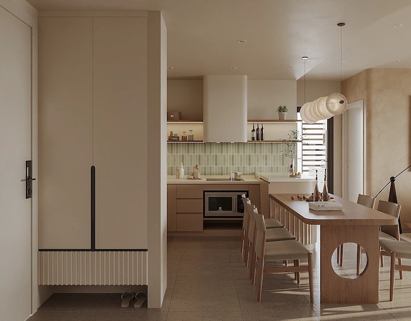 Nội thất tinh gọn, đa công năng giúp tối ưu diện tích, giảm bừa bộn, tăng tiện nghi sử dụng, tạo không gian sống gọn gàng, bền vững và thư giãn