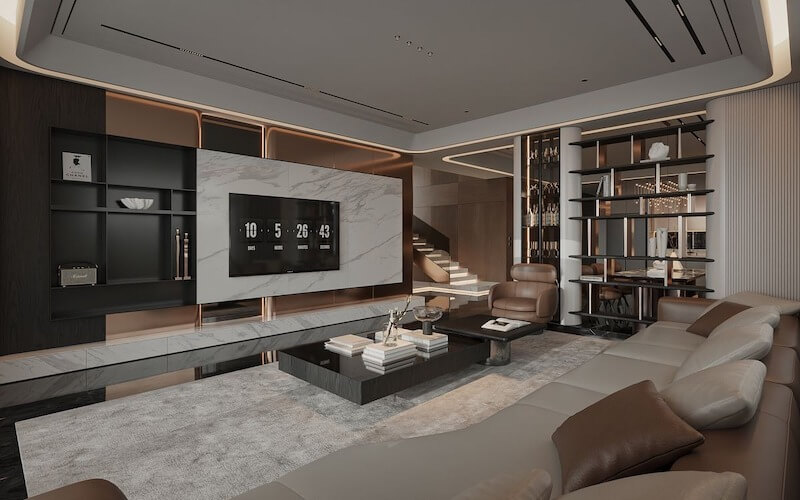 Từng chi tiết nội thất trong căn phòng được thể hiện như chúng hoàn toàn thuộc về nhau, hoàn toàn không tạo ra “điểm trừ” cho phòng khách