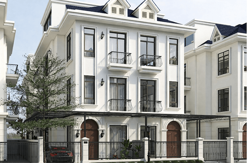 Kiến trúc thanh thoát, mặt đứng gọn gàng và tỷ lệ cửa sổ hợp lý, tạo nền tảng thuận lợi để tổ chức không gian nội thất sáng, thoáng