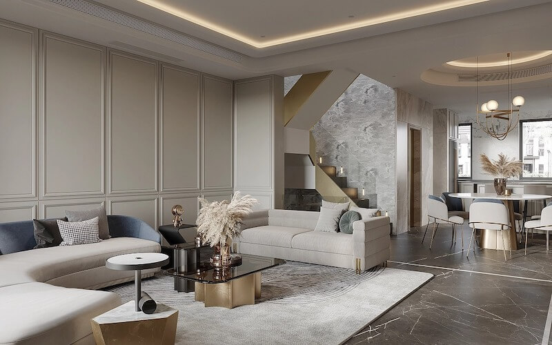 Phong cách tân cổ điển tại Vinhomes Central Park phù hợp gia chủ đề cao giá trị sống bền vững, tinh tế và đồng bộ với tổng thể kiến trúc dự án