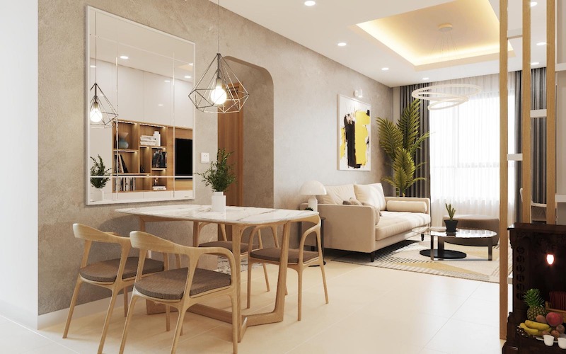 Chất liệu nội thất và màu sơn có vai trò quan trọng, với những màu gạch sáng, khả năng phản xạ lại ánh sáng tốt hơn