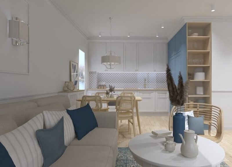 Sử dụng nội thất tủ bếp kịch trần vừa có nhiều diện tích sử dụng vừa không lấn chiếm diện tích của ngôi nhà