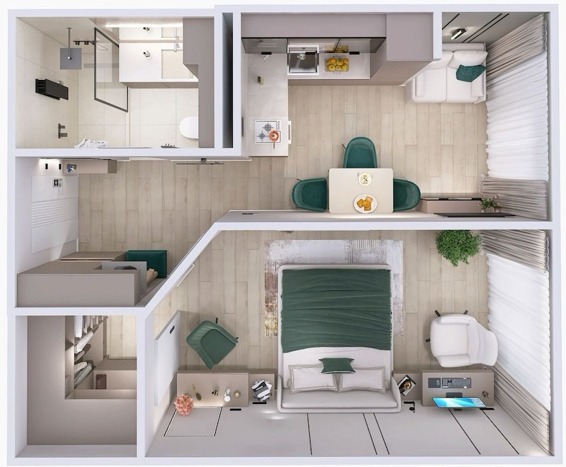 Thiết kế phòng ngủ với không gian rộng, thích hợp cho gia chủ có nhu cầu cao về sự thoải mái khi nghỉ ngơi