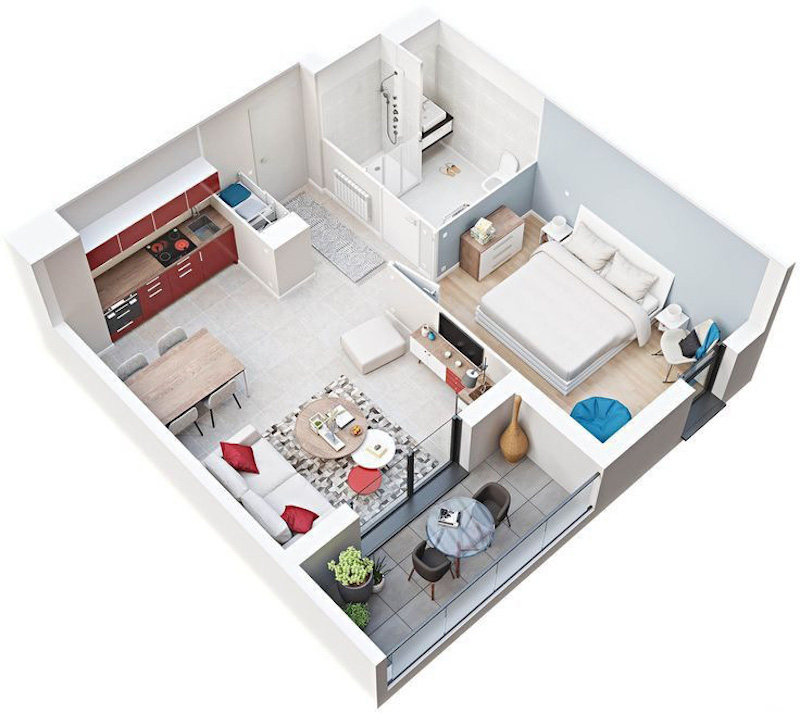 Với 50m2 dành trọn cho 1 phòng ngủ, gia chủ có thể sở hữu không gian nghỉ ngơi rộng lớn, dễ dàng tích hợp thêm góc làm việc riêng tư