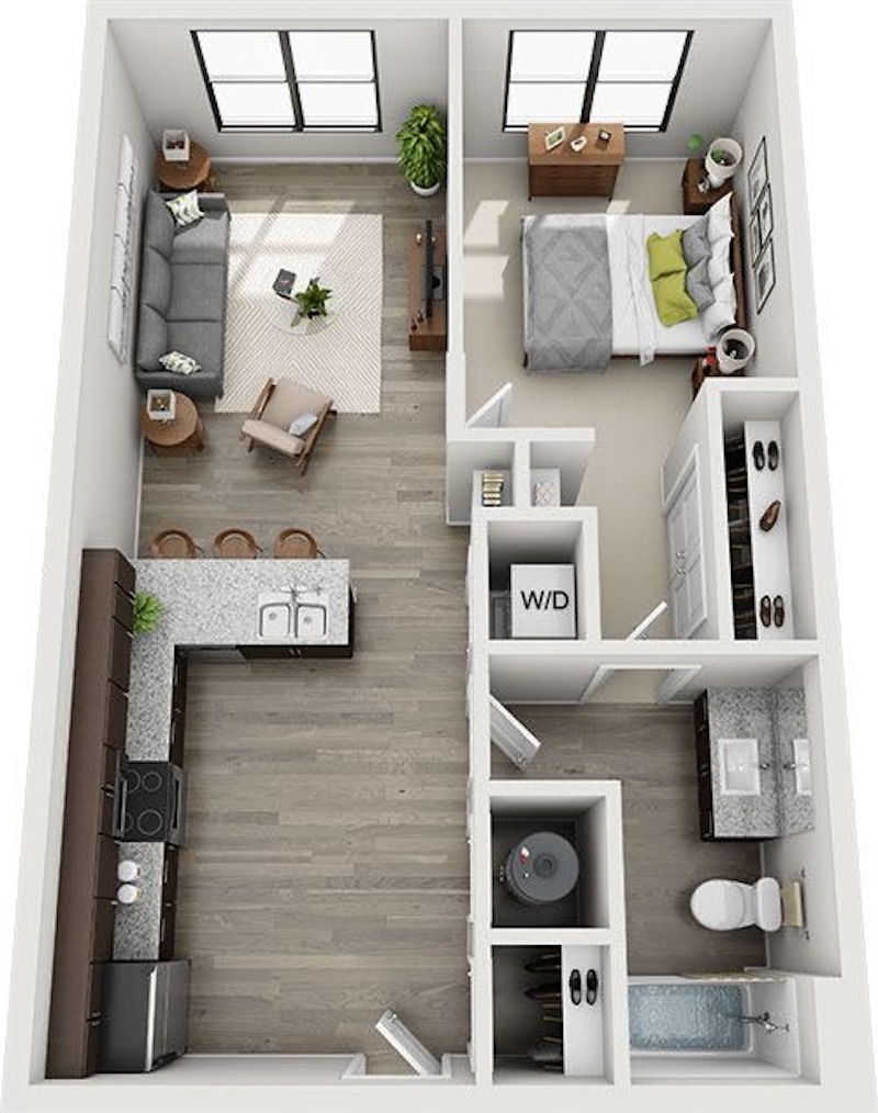 Phong cách tối giản (Minimalism) giúp căn hộ 50m2 loại bỏ chi tiết thừa, tập trung vào công năng để tôn lên vẻ đẹp sang trọng và sự tiện nghi 