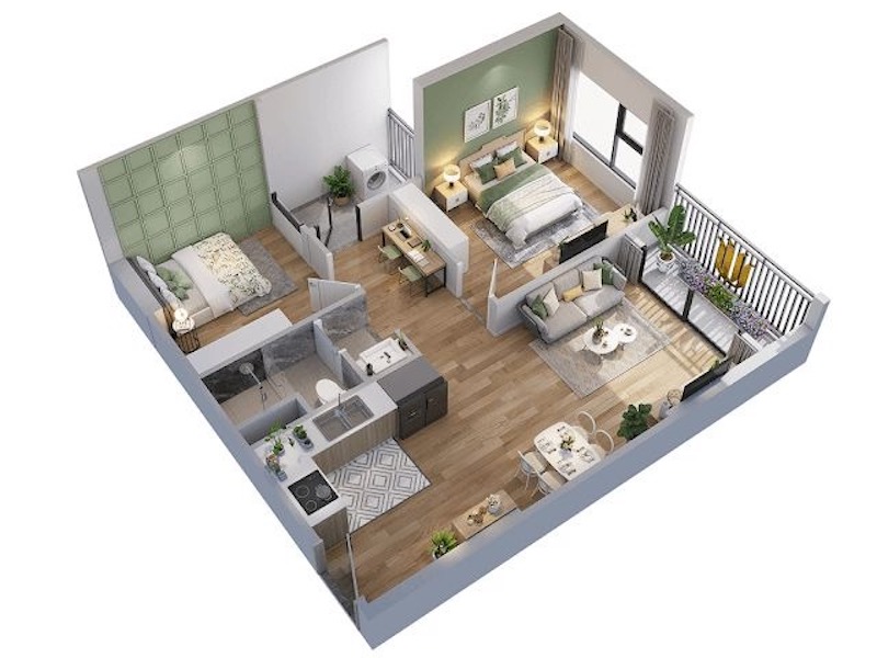 Lược bỏ các chi tiết trang trí rườm rà, ưu tiên đường nét thẳng giúp không gian 50m2 trở nên mạch lạc, thông thoáng và dễ dàng vệ sinh hơn 