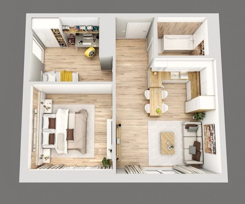 Khi thiết kế căn hộ 50m2 cần tránh nội thất quá khổ, màu tối, phòng ngủ thiếu sáng và vật liệu kém để đảm bảo căn hộ thoáng đãng, tiện nghi và bền đẹp lâu dài 