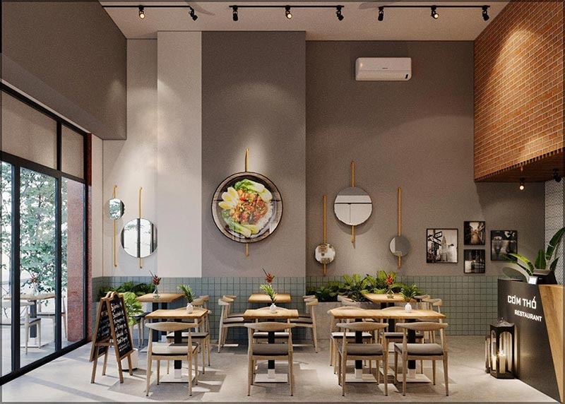 Quán cơm chay văn phòng cần thiết kế gọn gàng, sạch sẽ, phục vụ nhanh, không gian sáng sủa để phù hợp nhịp ăn trưa bận rộn