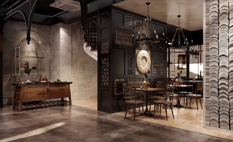 Khu vực bàn ăn được bố trí hợp lý để đảm bảo lối đi thông thoáng và sự riêng tư cho thực khách trong nhà hàng