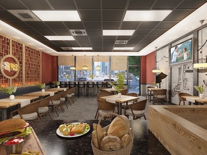 Áp dụng mẫu thiết kế quán ăn nhỏ đẹp giúp quán trở nên nổi bật hơn, đặc biệt khi muốn thu hút khách qua hình ảnh và trải nghiệm không gian 