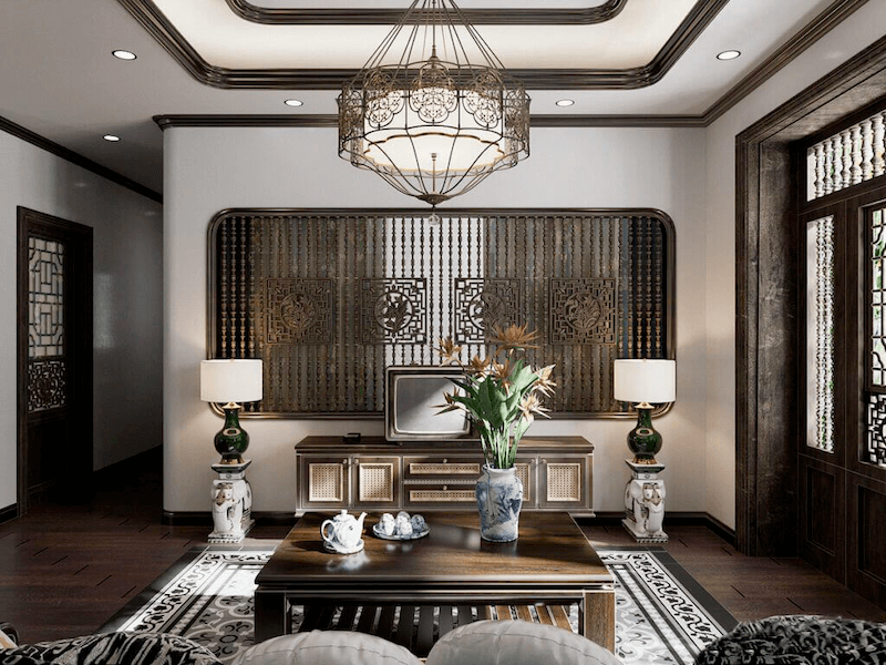 Nội thất Indochine thường sử dụng gỗ, mây tre, họa tiết kỷ hà, kết hợp đường nét mềm mại, tạo cảm giác ấm cúng