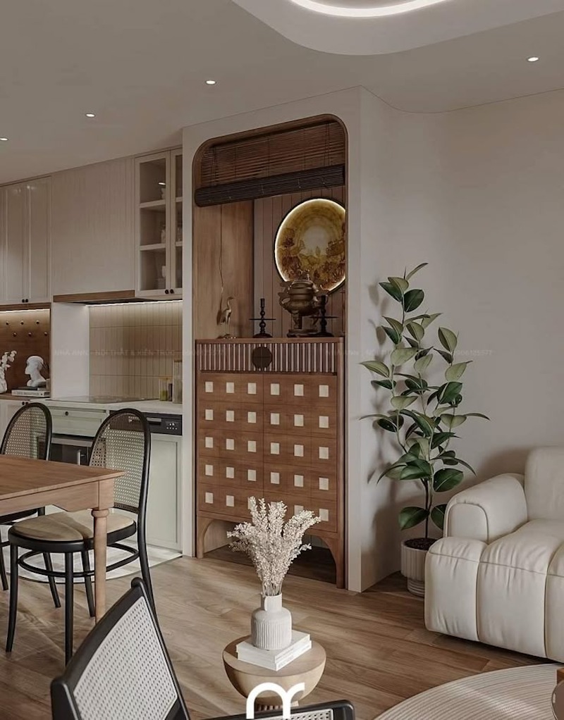 Việc chọn vị trí hợp phong thủy không chỉ giúp gia chủ an tâm về mặt tâm linh mà còn đảm bảo phòng khách vẫn giữ được sự hiện đại, gọn gàng và hài hòa với nội thất xung quanh