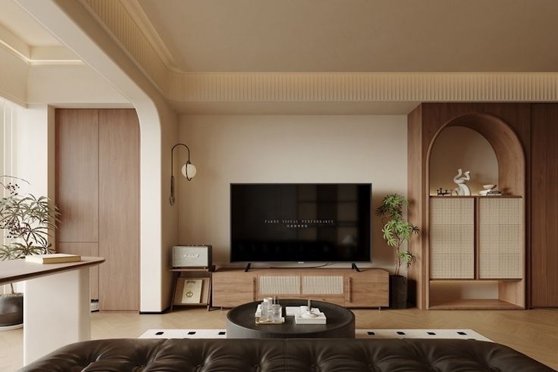 Vách CNC đóng vai trò như lớp ngăn mềm, giảm ồn từ sinh hoạt hàng ngày, giữ sự yên tĩnh cần thiết cho khu vực bàn thờ đứng