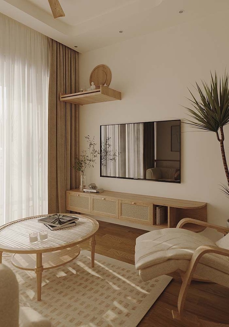 Bàn thờ treo là giải pháp tối ưu cho căn hộ Studio, giúp tiết kiệm diện tích sàn mà vẫn đảm bảo không gian thờ cúng trang nghiêm 