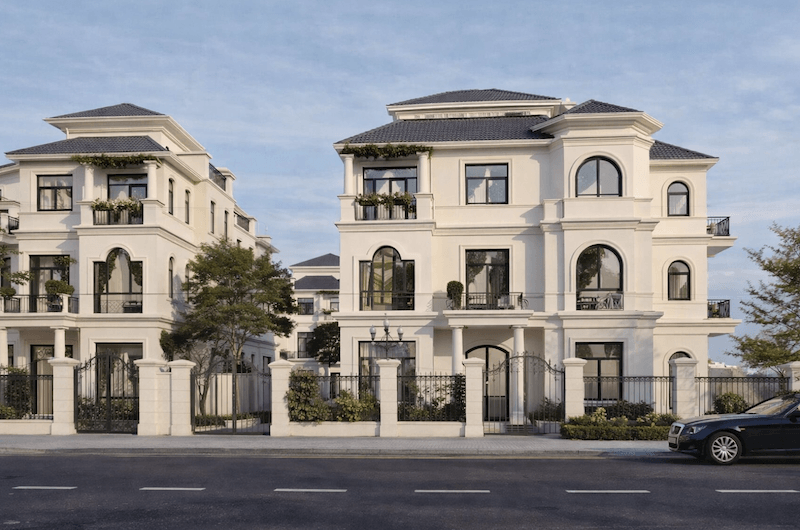 Biệt thự Vinhomes Green Villas với kiến trúc Địa Trung Hải, 4 mặt thoáng và sân vườn rộng tạo nền tảng cho không gian sống sang trọng, riêng tư