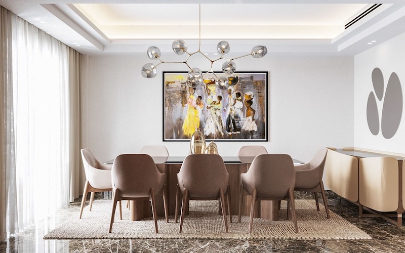 Phong cách đương đại sử dụng ánh sáng tự nhiên kết hợp hệ đèn gián tiếp, đèn trang trí có chủ đích để tạo chiều sâu không gian, tôn vật liệu và mang lại cảm giác ấm áp