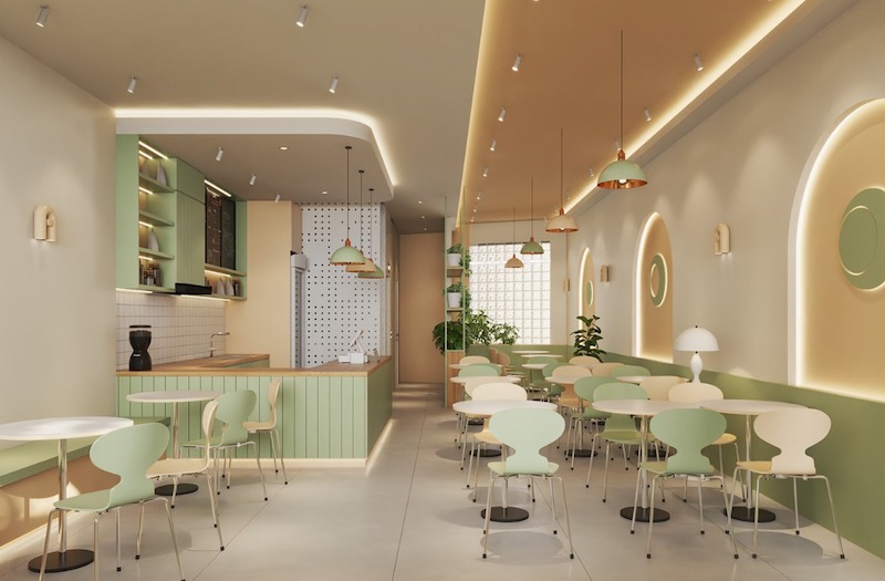 Phong cách Hàn Quốc gây ấn tượng với gam màu pastel nhẹ nhàng, không gian sáng sủa, tạo cảm giác dễ thương và thân thiện