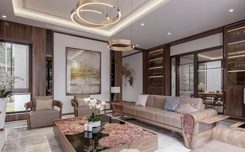 Hệ thống chiếu sáng đa tầng kết hợp ánh sáng tổng thể, chức năng và nhấn, giúp tôn kiến trúc, tăng chiều sâu, tối ưu trải nghiệm sống