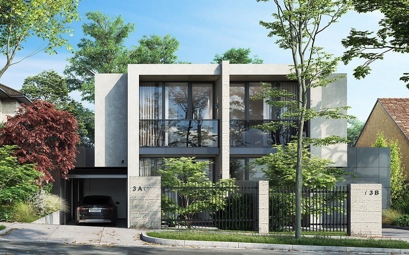 Biệt thự song lập tối ưu chi phí hơn đơn lập vì hai căn chung một mặt tường, giảm diện tích đất, kết cấu và hạ tầng kỹ thuật