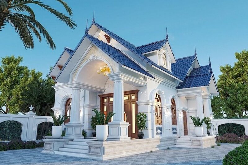 Không gian sân vườn bao quanh góp phần tôn lên vẻ sang trọng, phù hợp gia chủ yêu giá trị thẩm mỹ trường tồn và đẳng cấp lâu dài