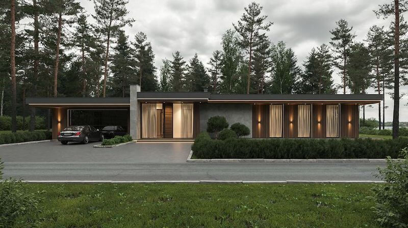 Ngôi nhà được bao quanh bởi rừng cây xanh mát, tạo nên không gian sống yên tĩnh, riêng tư và gần gũi với thiên nhiên