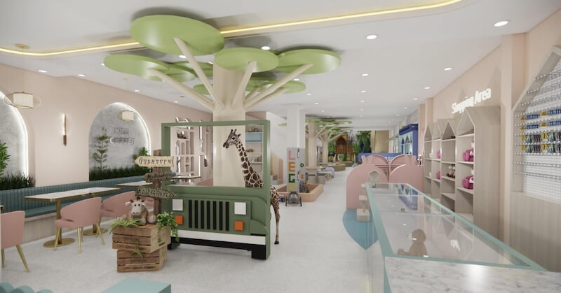 Việc chọn vật liệu cần ưu tiên an toàn, bền bỉ, không độc hại, chống trượt, chống va đập, dễ vệ sinh, đảm bảo trải nghiệm cho trẻ lẫn phụ huynh