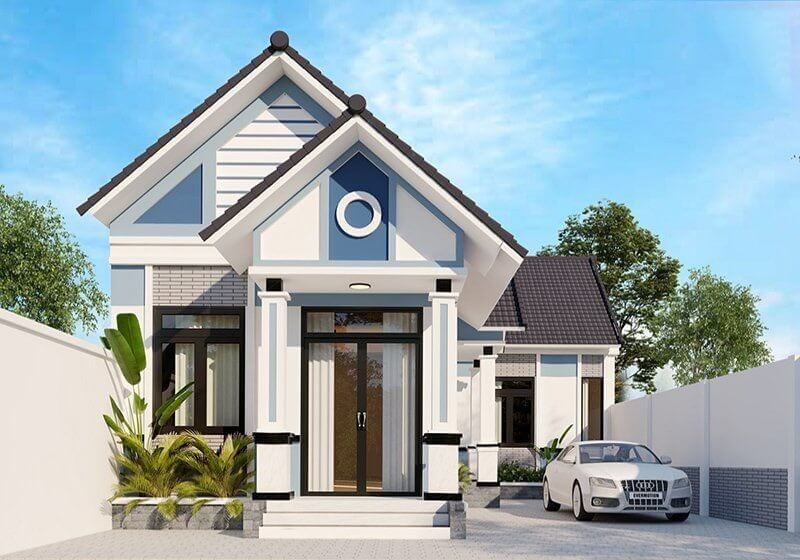 Thiết kế gọn gàng và thoáng đãng, mẫu nhà 1 tầng thích hợp cho các gia đình trẻ, diện tích rộng rãi để xây dựng 2 phòng ngủ cho vợ chồng và con cái