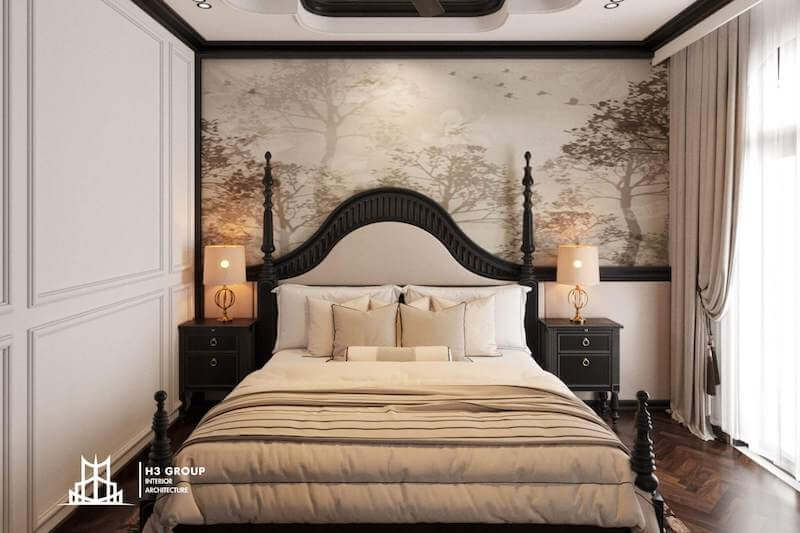 Tông màu kem - nâu trầm mang lại cảm giác ấm áp, sang trọng và thư giãn cho không gian nghỉ ngơi