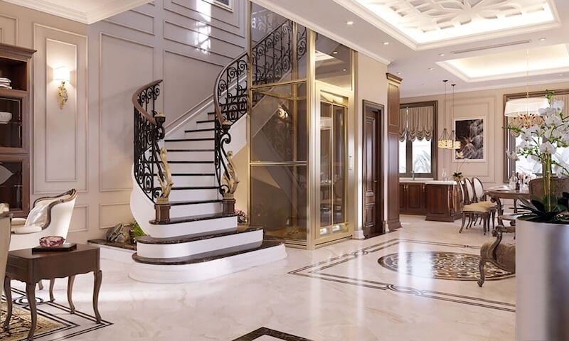 Khi lắp thang máy trong biệt thự song lập, gia chủ cần tính toán vị trí hợp lý, đảm bảo kết cấu an toàn, thông thoáng và không ảnh hưởng diện tích sử dụng