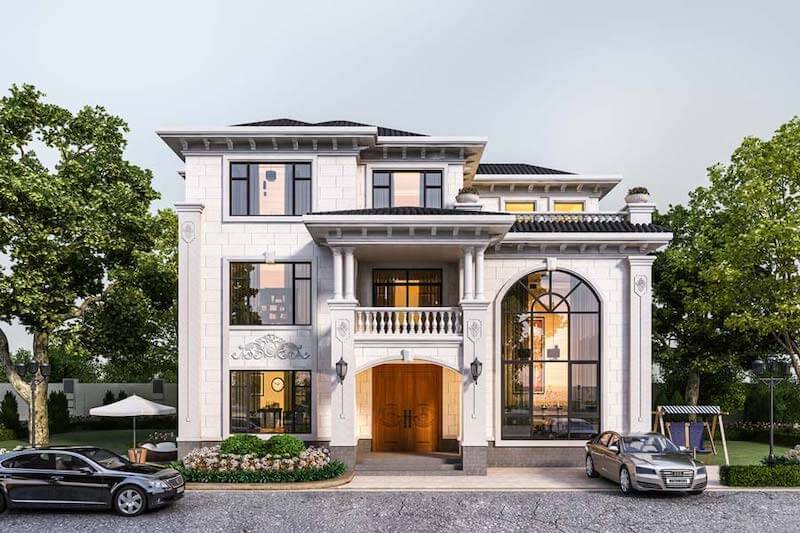 Kiến trúc cân đối với cột trụ thanh thoát, mái ngói dốc nhẹ cùng mảng kính lớn tạo nên tổng thể bề thế, hiện đại nhưng vẫn giữ nét tân cổ điển